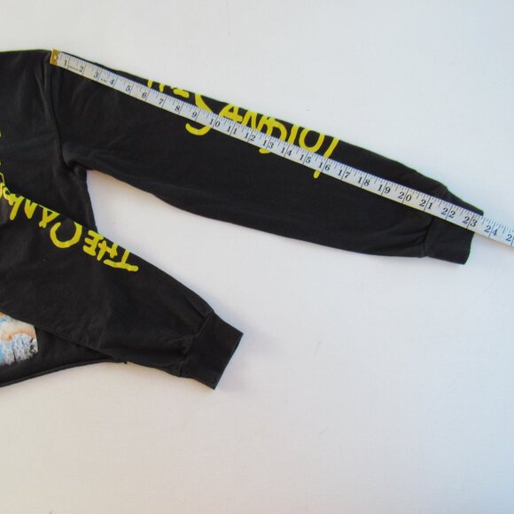 Sandlot Women's Black Long Sleeve Graphic Cropped Cutoff Tee With Vintage Design - Picture 7 of 8